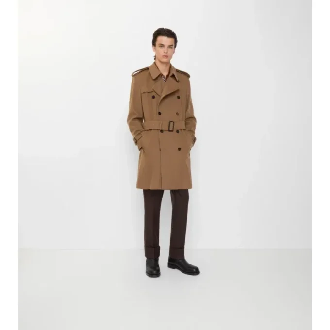Trench Coat in cashmere di media lunghezza