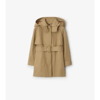 Trench Coat in cotone con cappuccio