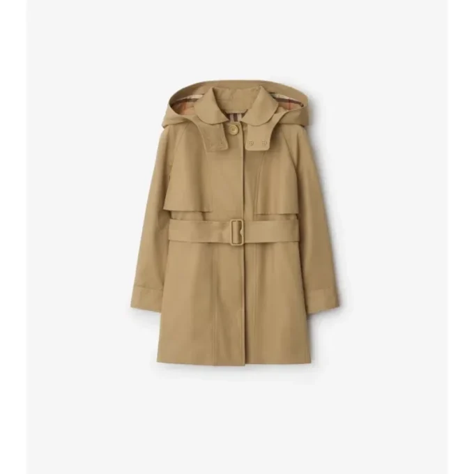 Trench Coat in cotone con cappuccio