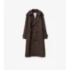 Trench Coat in cotone e seta con collo lungo a quadri