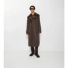 Trench Coat in cotone e seta con collo lungo a quadri