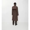 Trench Coat in cotone e seta con collo lungo a quadri