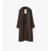 Trench Coat in cotone e seta con collo lungo a quadri