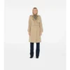 Trench Coat in gabardine a quadri con collo lungo