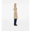 Trench Coat in gabardine a quadri con collo lungo