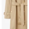 Trench Coat in gabardine a quadri con collo lungo