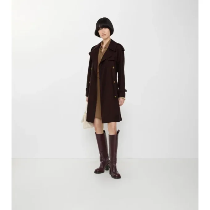 Trench Coat in gabardine Castleford di media lunghezza