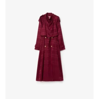Trench Coat in seta a quadri