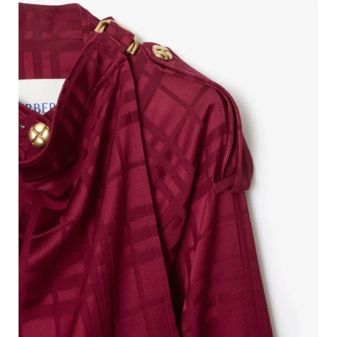 Trench Coat in seta a quadri