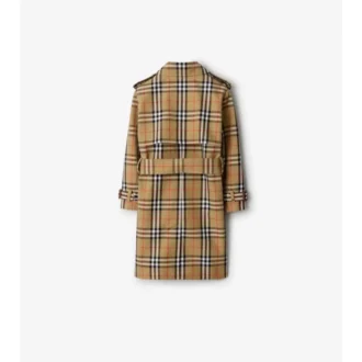 Trench Coat in twill di cotone a quadri