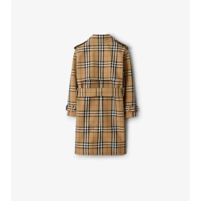 Trench Coat in twill di cotone a quadri