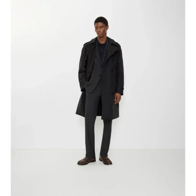 Trench Coat lungo imbottito in cotone e nylon