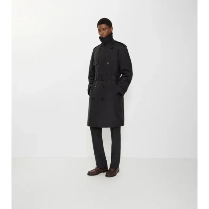 Trench Coat lungo imbottito in cotone e nylon