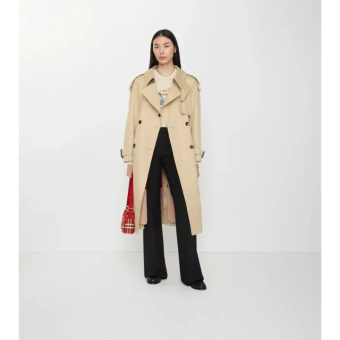 Trench Coat lungo in gabardine Fitzrovia con imbottitura