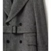 Trench Coat lungo in lana a spina di pesce