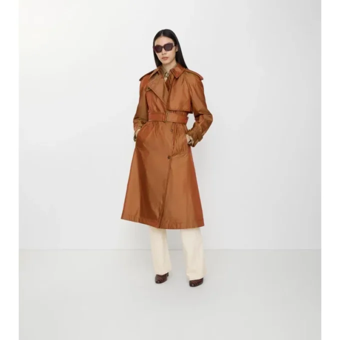 Trench Coat lungo in misto nylon