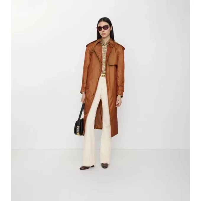 Trench Coat lungo in misto nylon