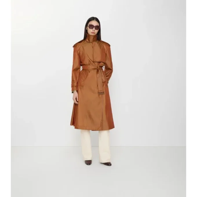 Trench Coat lungo in misto nylon
