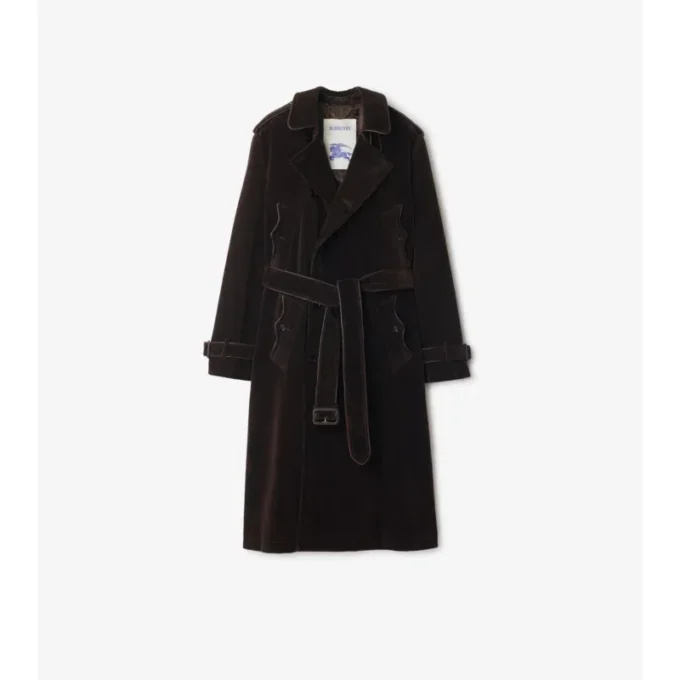 Trench Coat lungo in velluto a coste