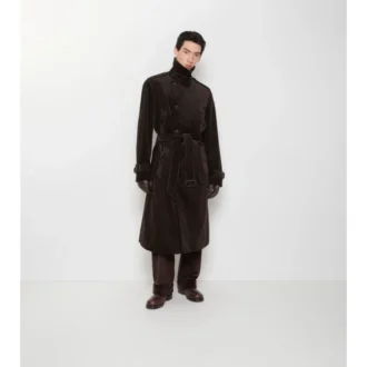 Trench Coat lungo in velluto a coste