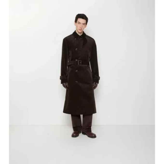 Trench Coat lungo in velluto a coste