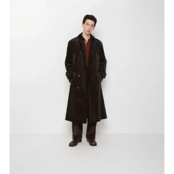 Trench Coat lungo in velluto a coste