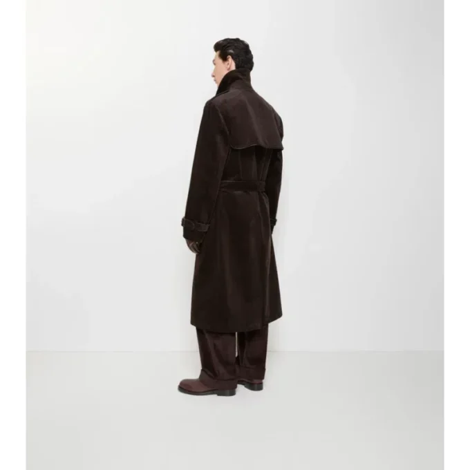 Trench Coat lungo in velluto a coste