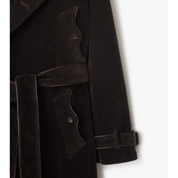 Trench Coat lungo in velluto a coste