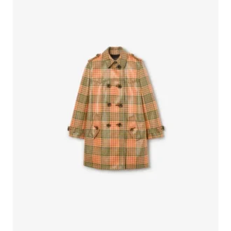 Trench Coat Summerside corto con rivestimento a quadri effetto rafia