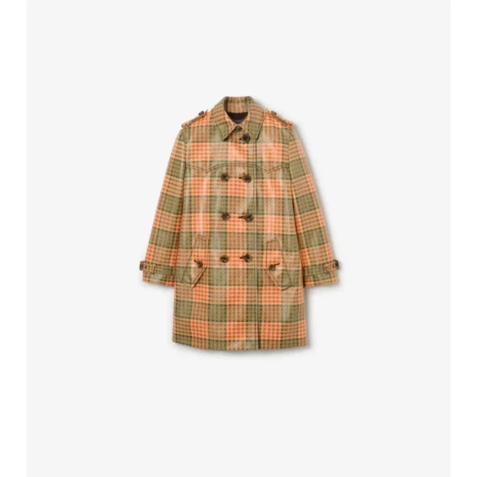 Trench Coat Summerside corto con rivestimento a quadri effetto rafia