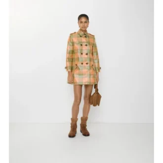 Trench Coat Summerside corto con rivestimento a quadri effetto rafia