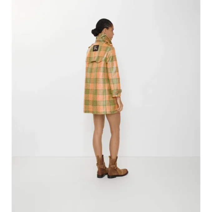 Trench Coat Summerside corto con rivestimento a quadri effetto rafia