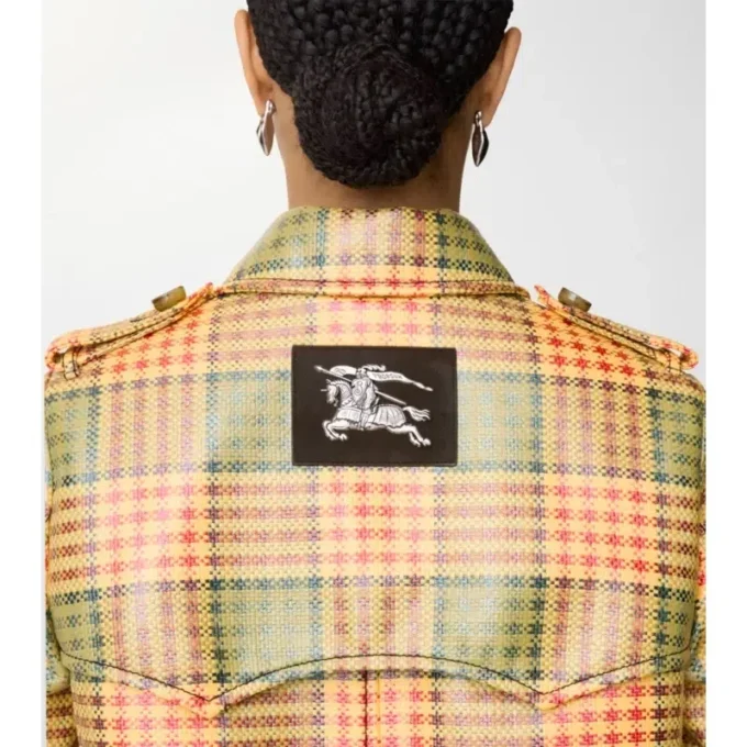Trench Coat Summerside corto con rivestimento a quadri effetto rafia