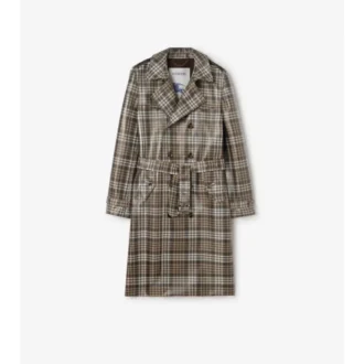 Trench Foxfield lungo con rivestimento a quadri effetto rafia