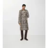 Trench Foxfield lungo con rivestimento a quadri effetto rafia