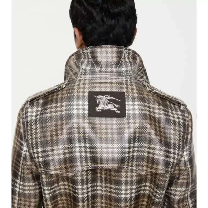 Trench Foxfield lungo con rivestimento a quadri effetto rafia