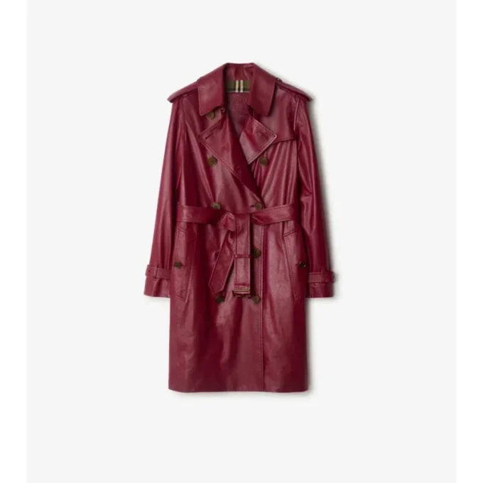 Trench Kensington in pelle di media lunghezza