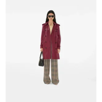 Trench Kensington in pelle di media lunghezza