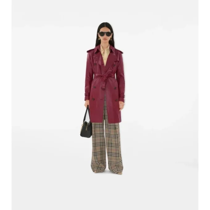Trench Kensington in pelle di media lunghezza