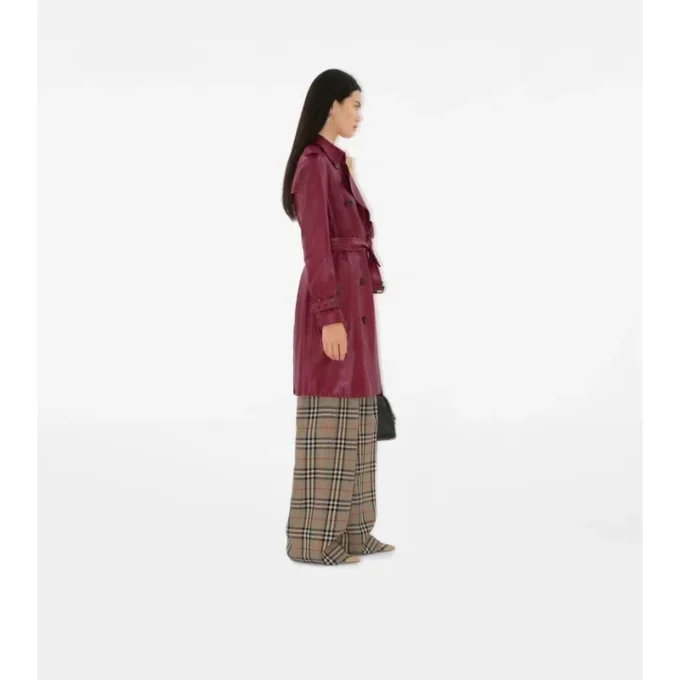 Trench Kensington in pelle di media lunghezza