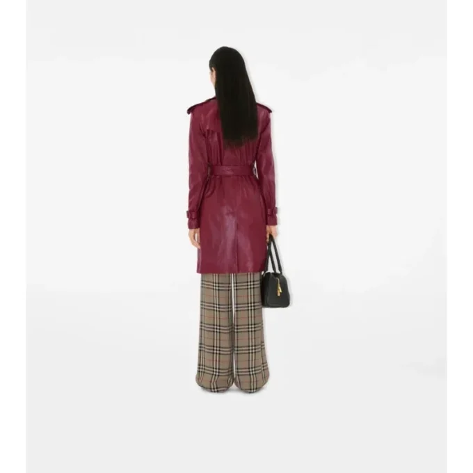 Trench Kensington in pelle di media lunghezza