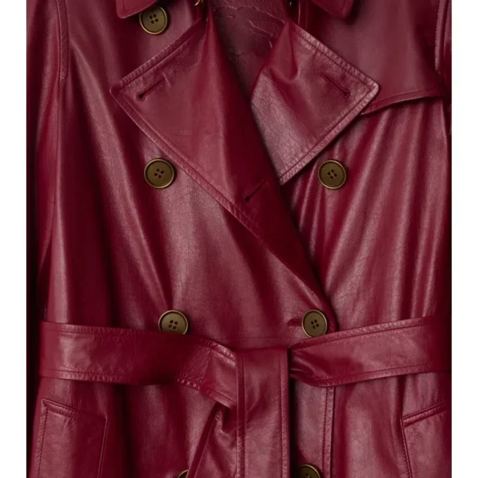 Trench Kensington in pelle di media lunghezza