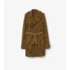 Trench Lawshall in pelle scamosciata con motivo Paisley di media lunghezza