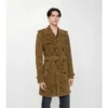 Trench Lawshall in pelle scamosciata con motivo Paisley di media lunghezza