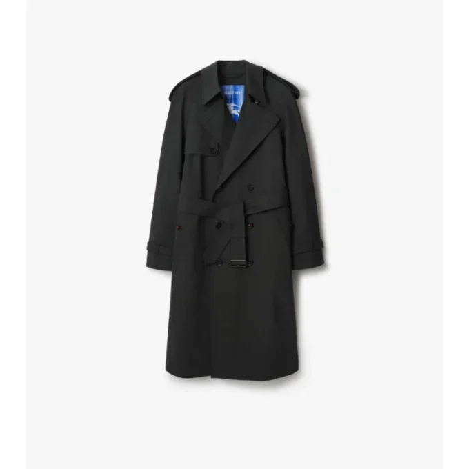 Trench lungo in lana elasticizzata accoppiata