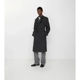 Trench lungo in lana elasticizzata accoppiata