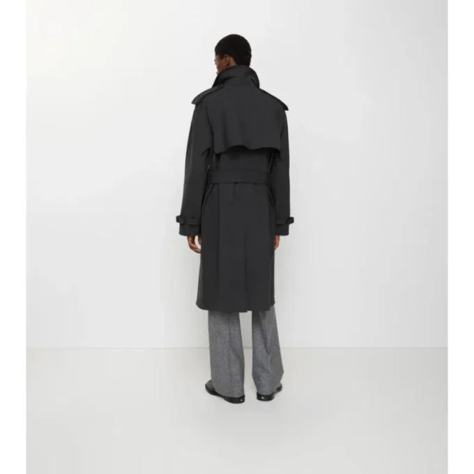 Trench lungo in lana elasticizzata accoppiata