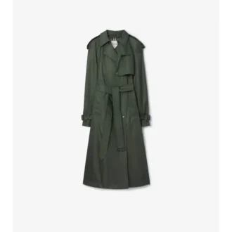 Trench lungo in nylon con cappuccio