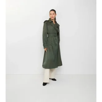 Trench lungo in nylon con cappuccio