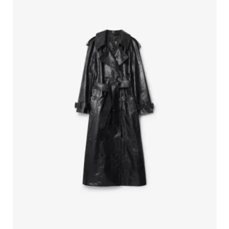 Trench lungo in pelle goffrata
